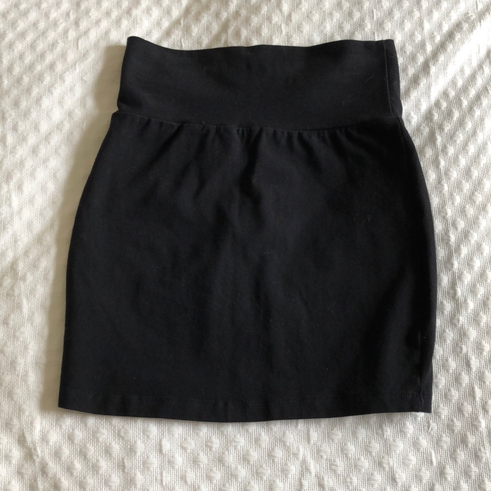 Black cotton mini skirt